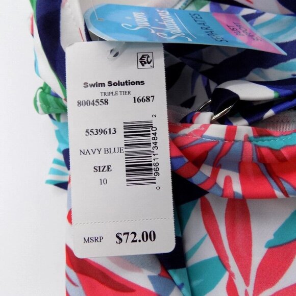 Swim Solutions Tankini Top Palm Springs Triple Tier Size 10 up to D Multicolor - Picture 4 of 6